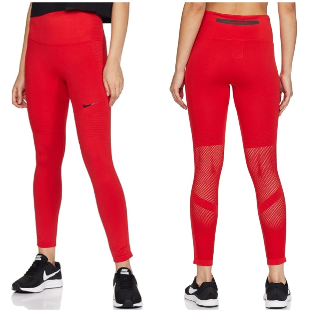Nike Epic Luxe Sculpting High-waist Running Leggings With Mesh Panels - Red - M